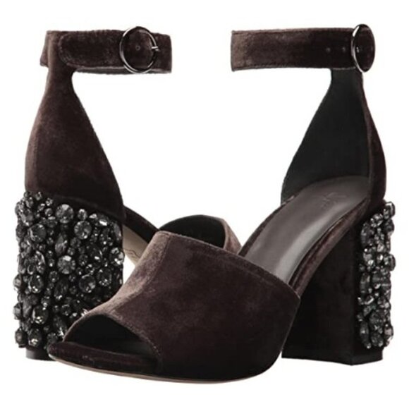 💕JOIE💕 Lafayette Velvet Heel Sandal In Coal - Picture 2 of 16